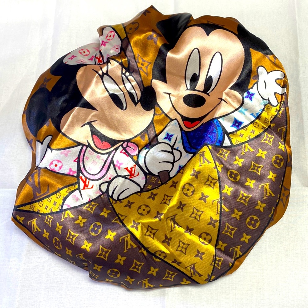 Bonnet Hat cap Disney Mickey Mouse and Mini Mouse Fashion design satin material
